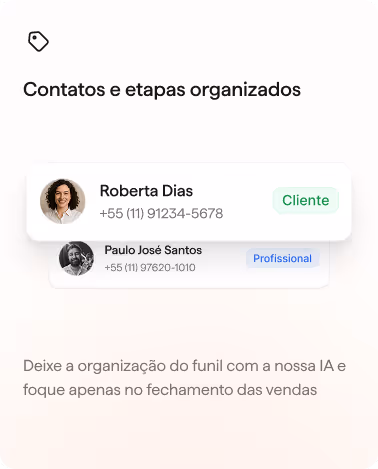 Contatos e etapas organizados